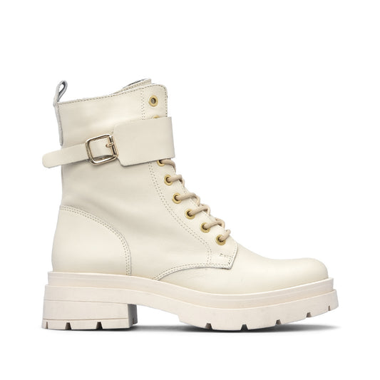 Botim Salto Médio Mulher Pele Bege