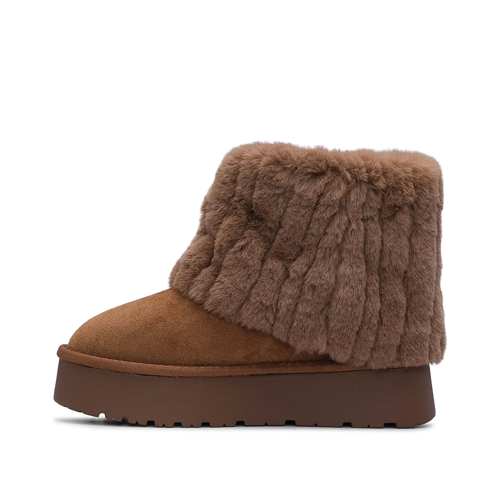 Botim Casual Mulher Pele Sintética Camel
