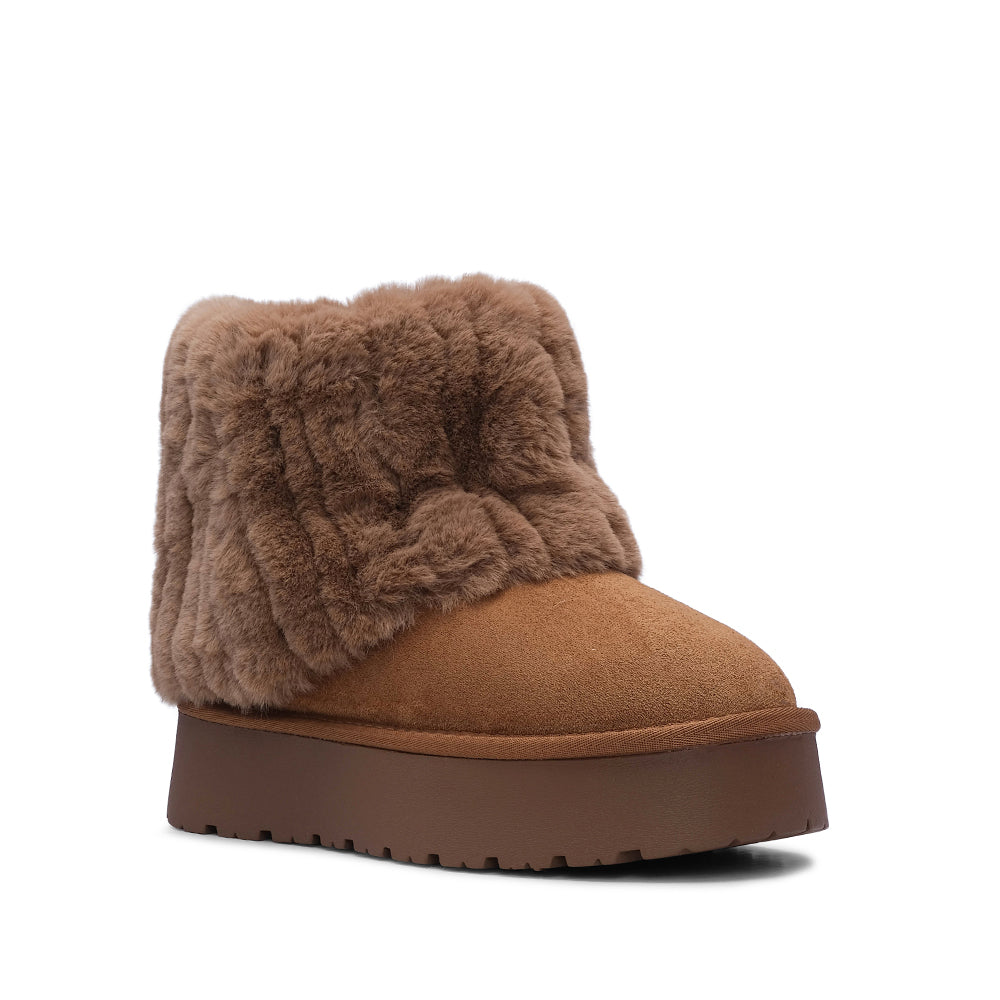 Botim Casual Mulher Pele Sintética Camel