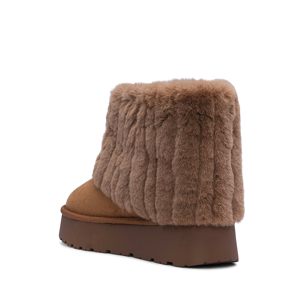 Botim Casual Mulher Pele Sintética Camel