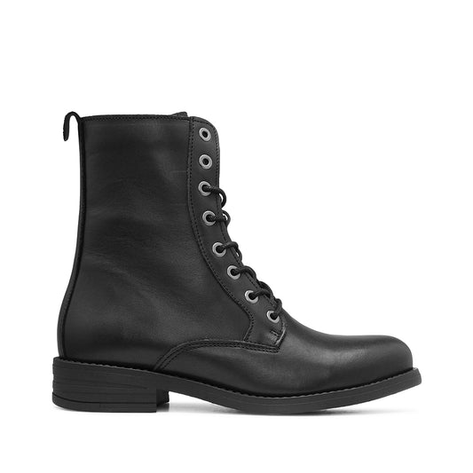 Botim Salto Raso Mulher Pele Preto