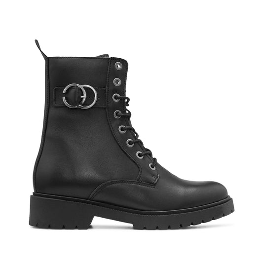 Botim Salto Raso Mulher Pele Preto