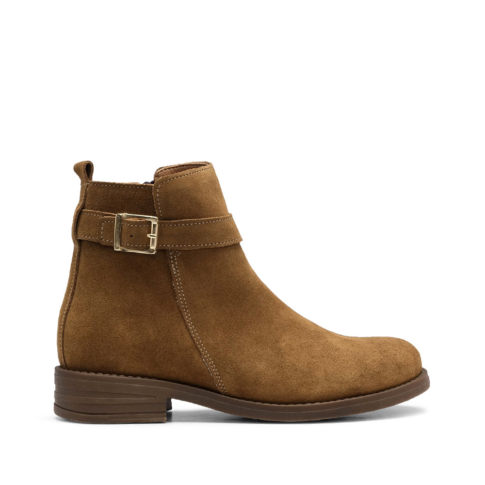 Botim Salto Raso Mulher Camurça Camel
