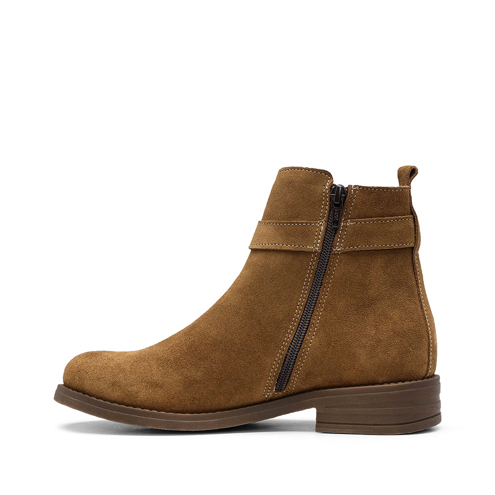 Botim Salto Raso Mulher Camurça Camel