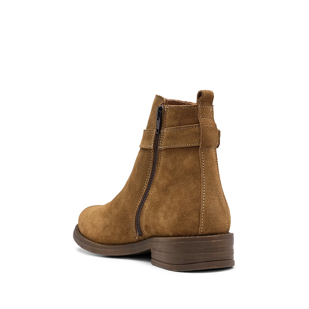 Botim Salto Raso Mulher Camurça Camel