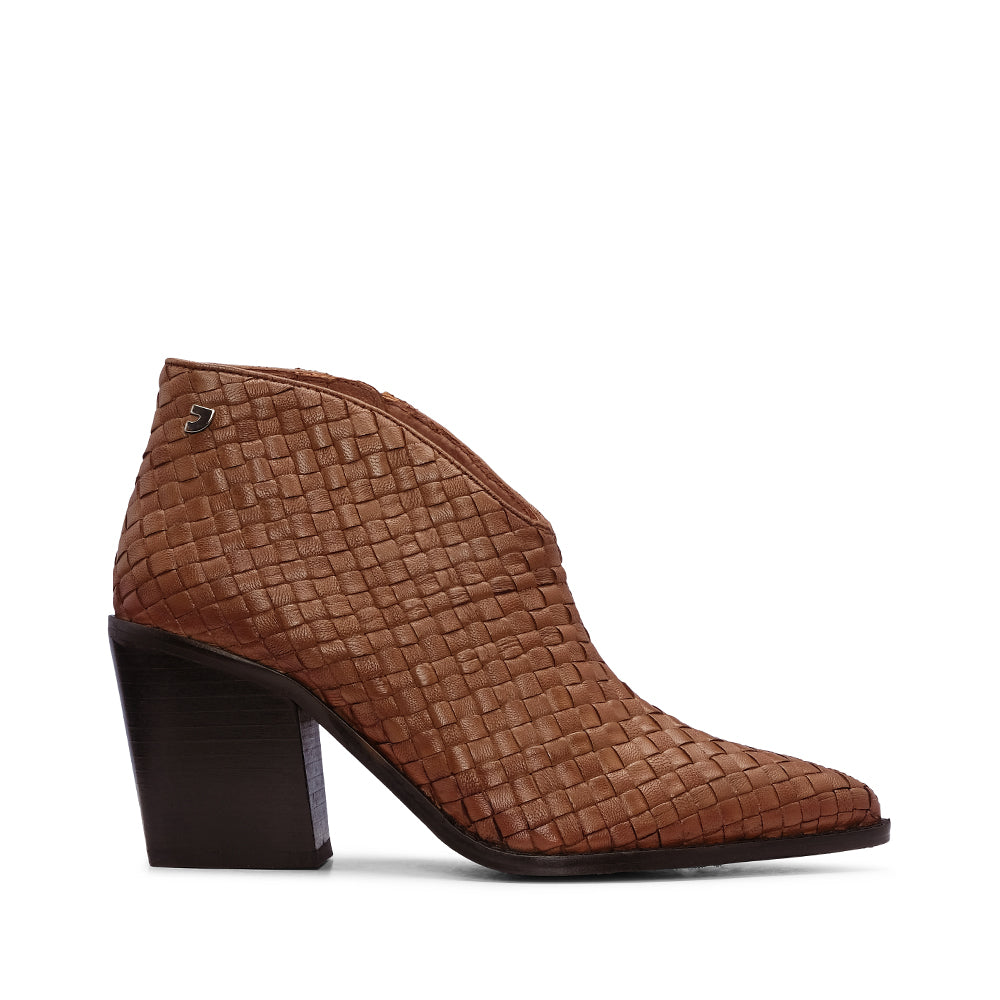 Botim Salto Alto Mulher Pele Camel
