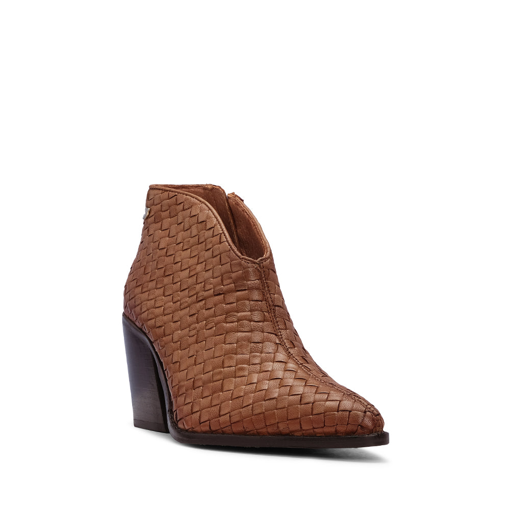 Botim Salto Alto Mulher Pele Camel
