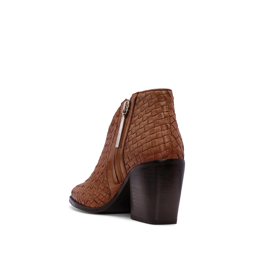 Botim Salto Alto Mulher Pele Camel