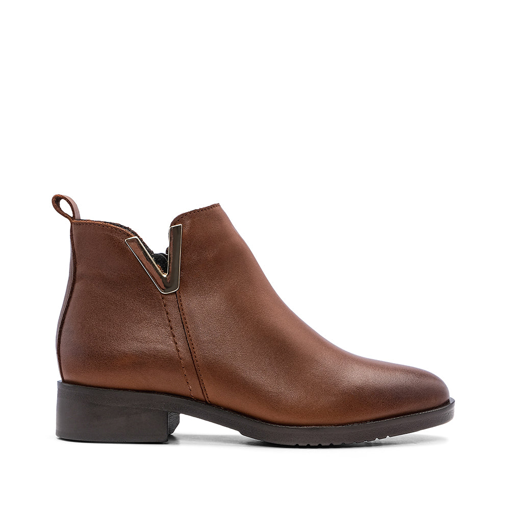 Botim Salto Raso Mulher Pele Camel