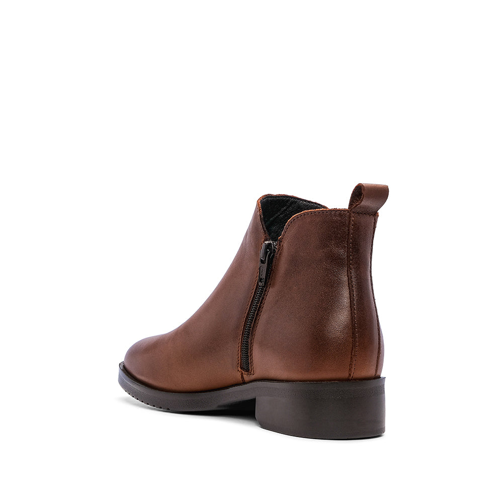 Botim Salto Raso Mulher Pele Camel