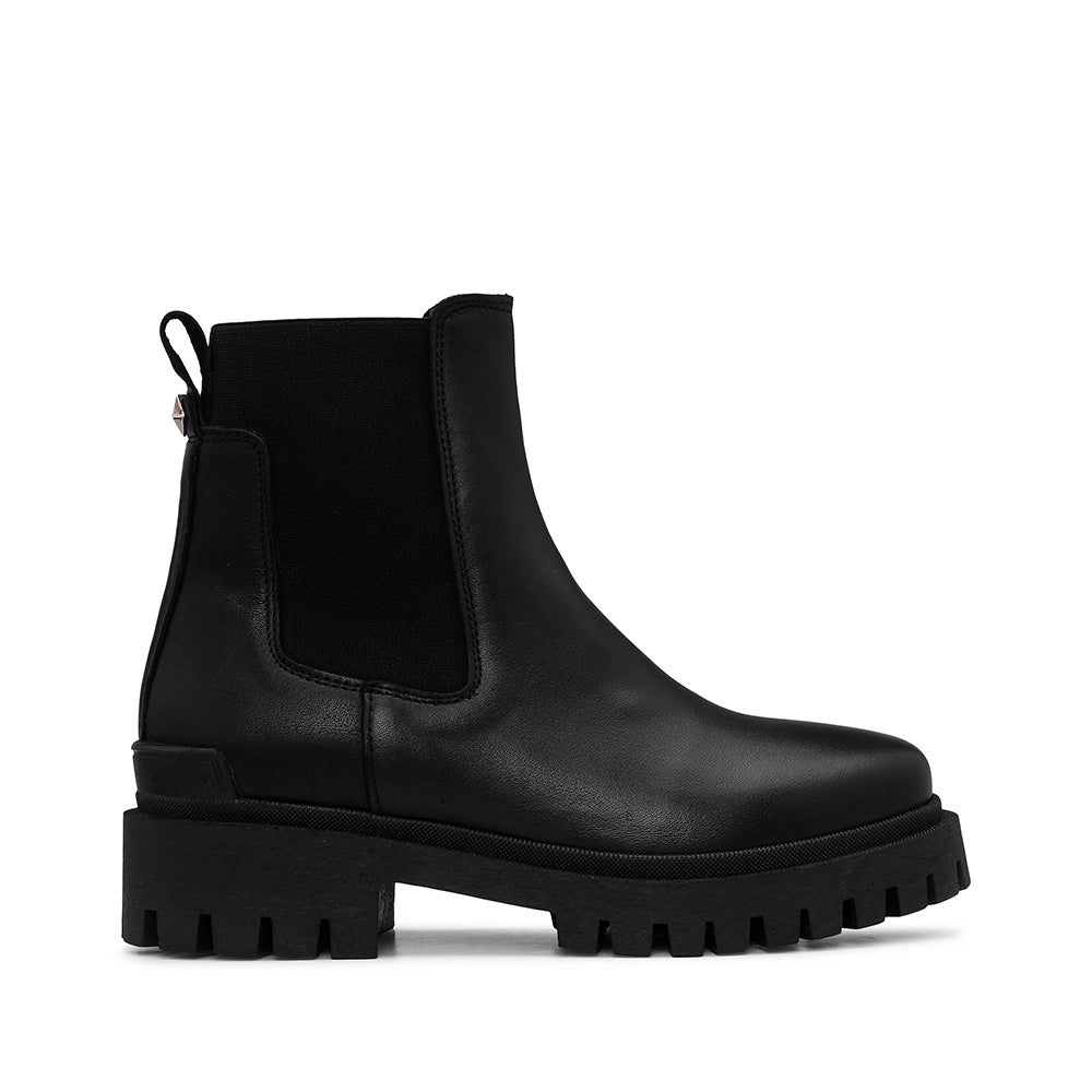 Botim Salto Raso Mulher Pele Preto