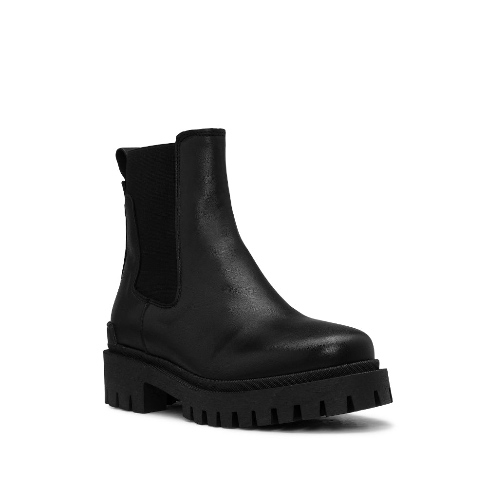 Botim Salto Raso Mulher Pele Preto