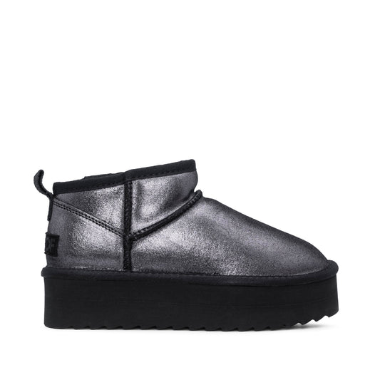 Bota Casual Mulher Pele Sintética Prata