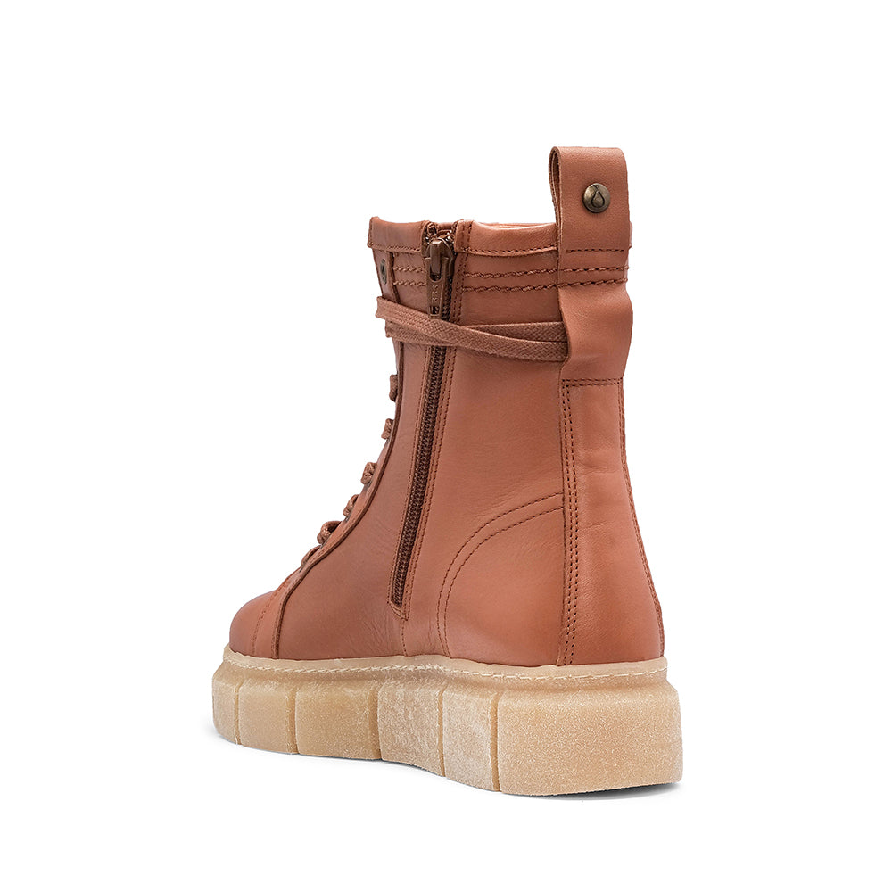 Botim Salto Raso Mulher Pele Camel