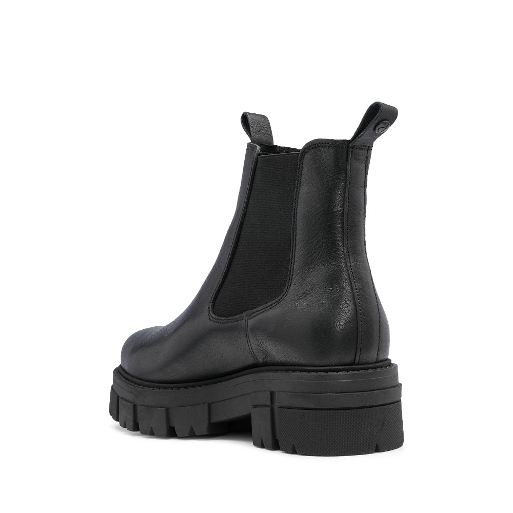 Botim Salto Raso Mulher Pele Preto