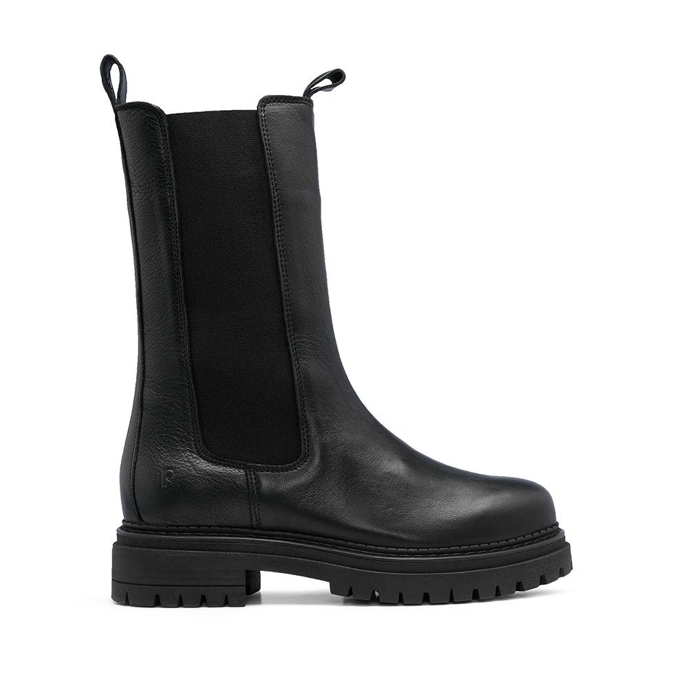 Botim Salto Raso Mulher Pele Preto