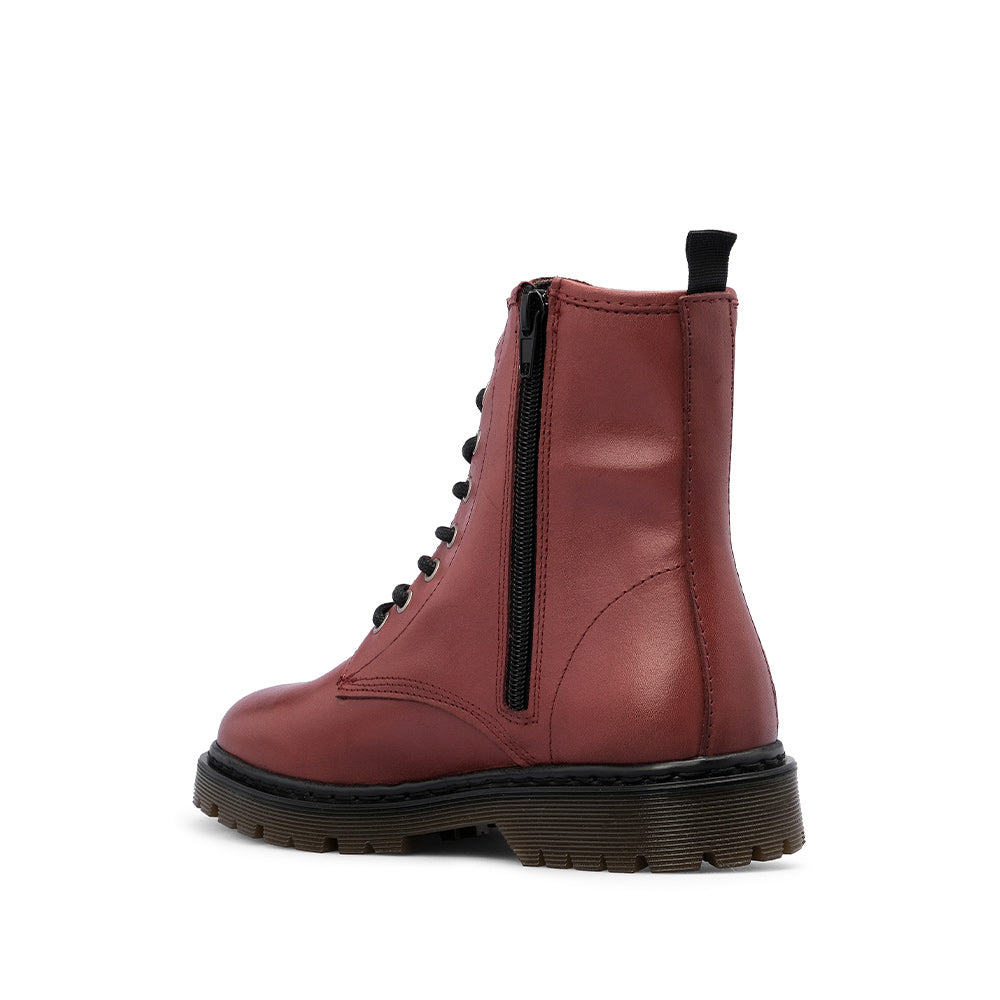 Botim Militar Mulher Pele Bordeaux