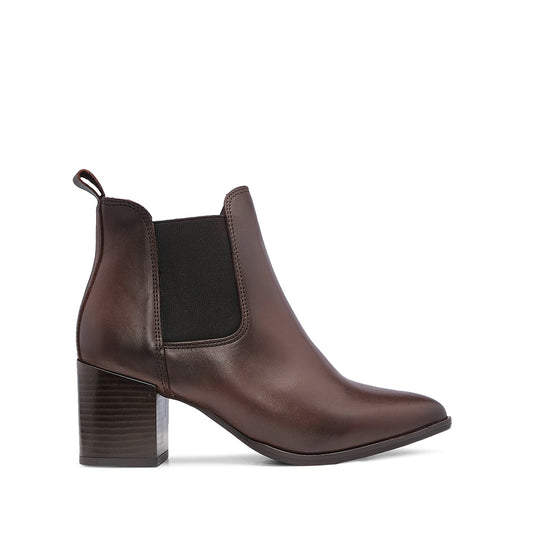 Botim Salto Médio Mulher Pele Castanho