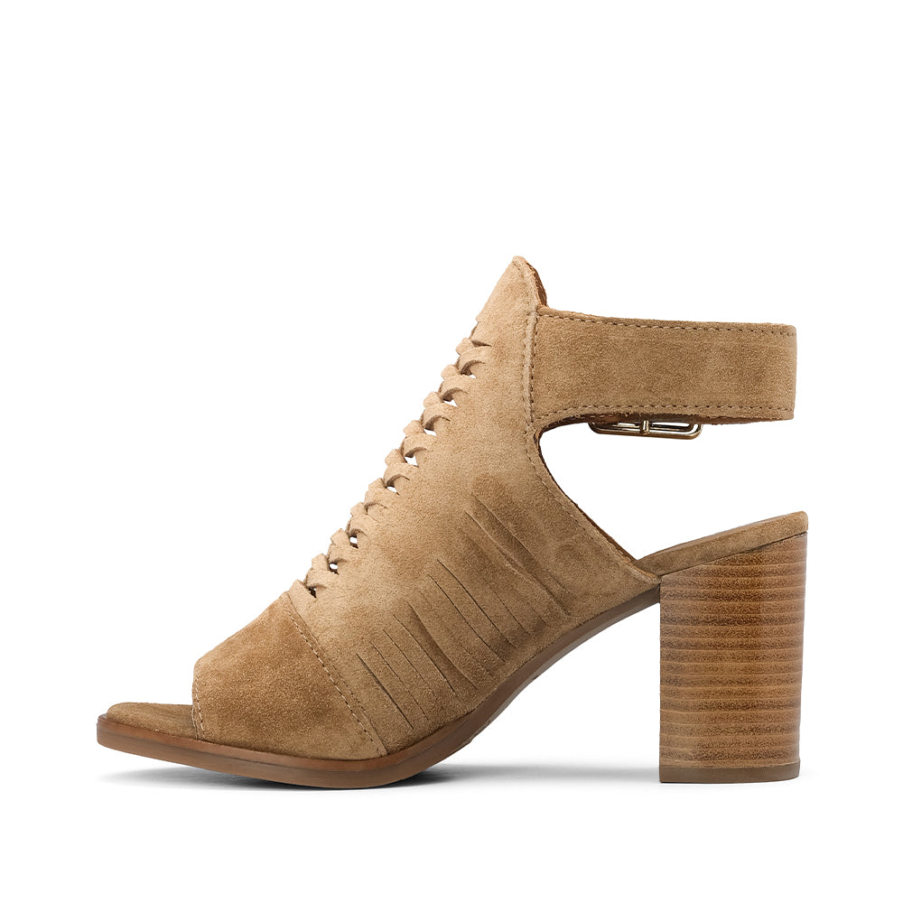 Sandália Salto Alto Mulher Camurça Taupe