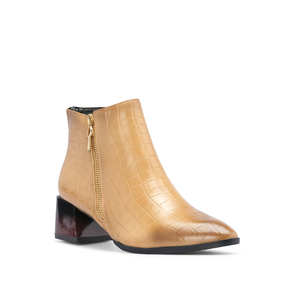Botim Casual Mulher Pele Sintética Camel