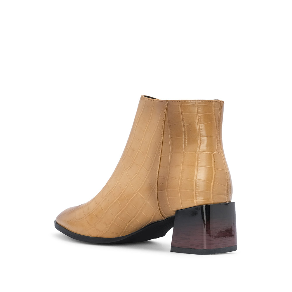 Botim Casual Mulher Pele Sintética Camel