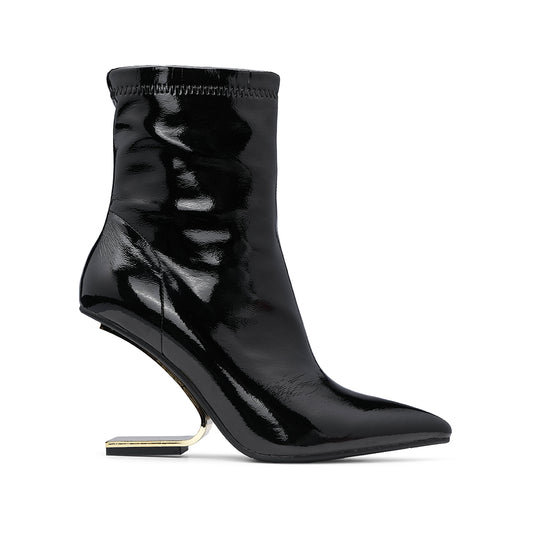 Botim Salto Alto Mulher Verniz Preto