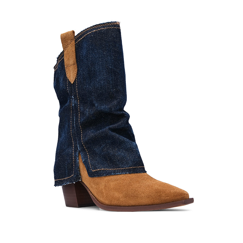 Botim Texana Mulher Têxtil Camel