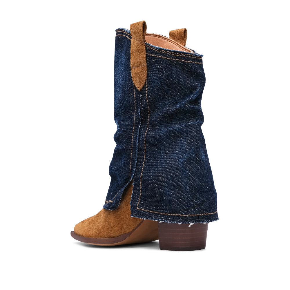 Botim Texana Mulher Têxtil Camel