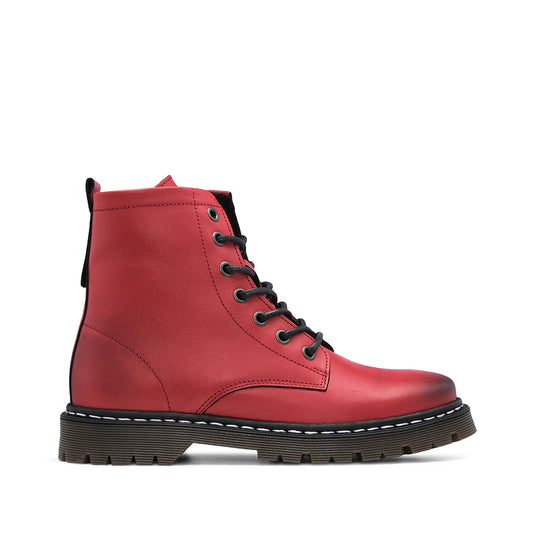 Botim Salto Raso Mulher Pele Vermelho