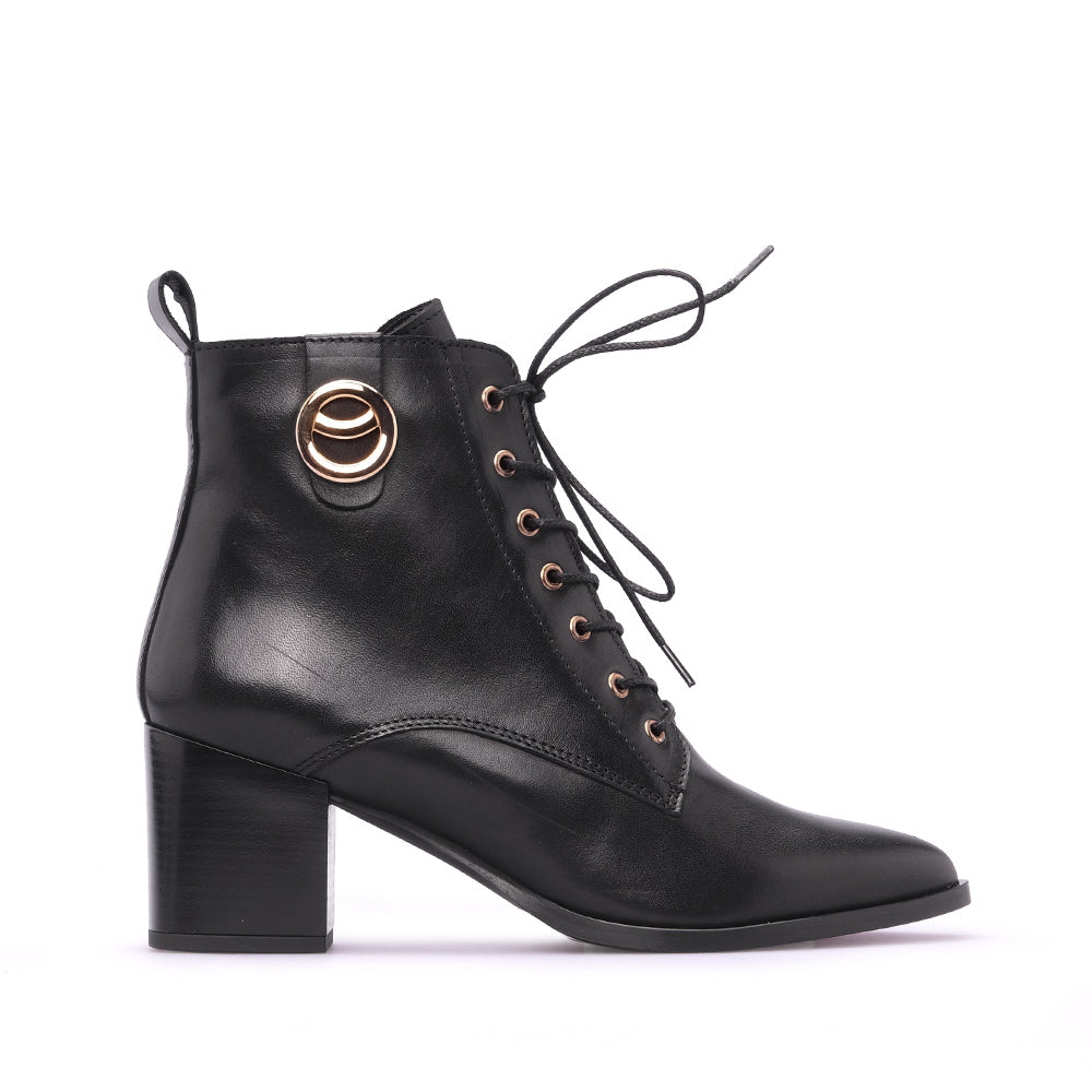 Botim Salto Alto Mulher Pele Preto