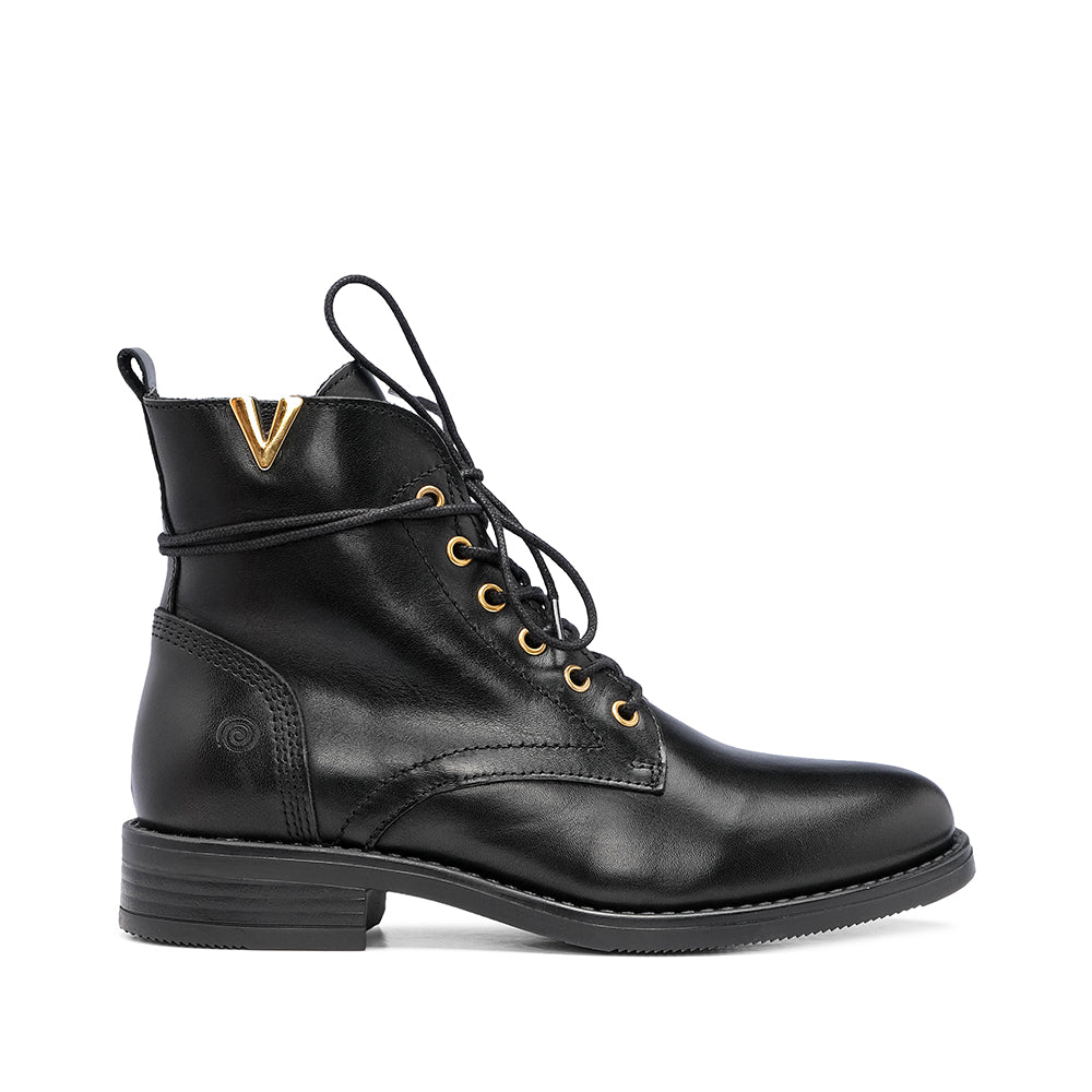 Botim Salto Raso Mulher Pele Preto