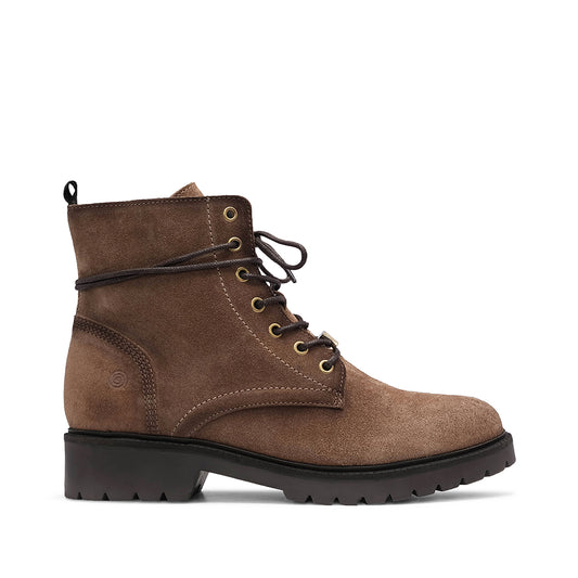 Botim Salto Raso Mulher Camurça Camel