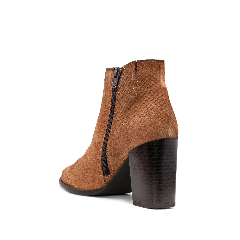 Botim Salto Alto Mulher Camurça Camel