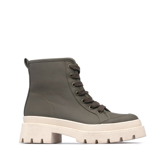 Botim Salto Raso Mulher Pele Sintética Kaky