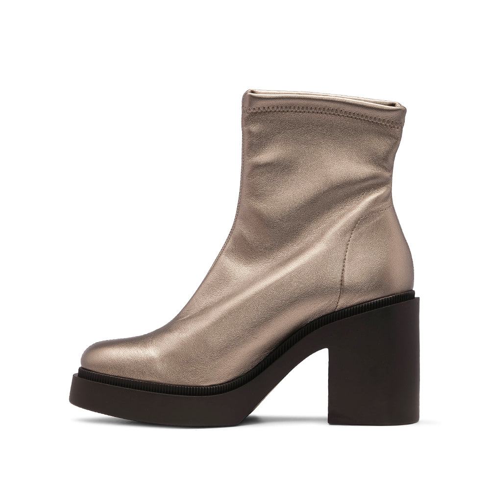 Botim Salto Alto Mulher Pele Bronze
