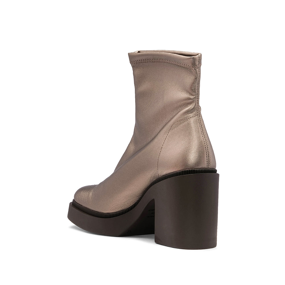 Botim Salto Alto Mulher Pele Bronze