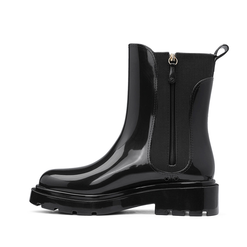 Botim Salto Raso Mulher Pele Sintética Preto