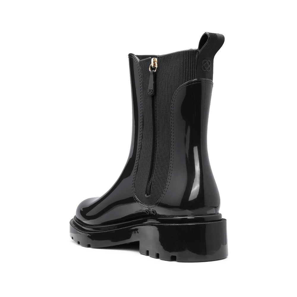 Botim Salto Raso Mulher Pele Sintética Preto