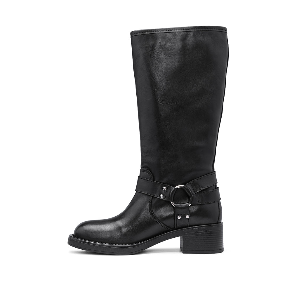 Bota Biker Mulher Pele Preto