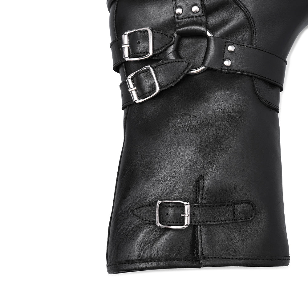Bota Biker Mulher Pele Preto