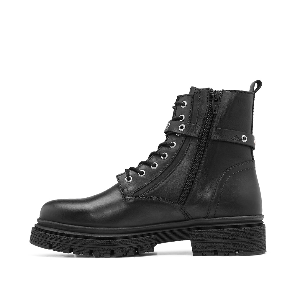 Botim Salto Raso Mulher Pele Preto