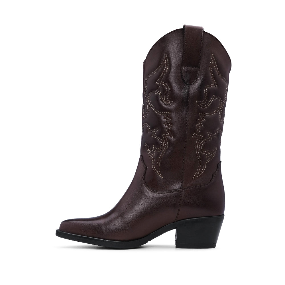 Bota Texana Mulher Pele Castanho