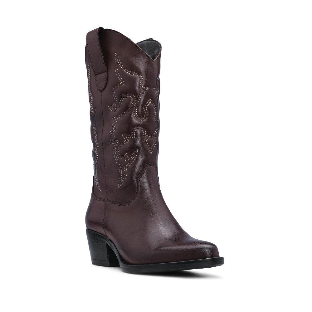 Bota Texana Mulher Pele Castanho