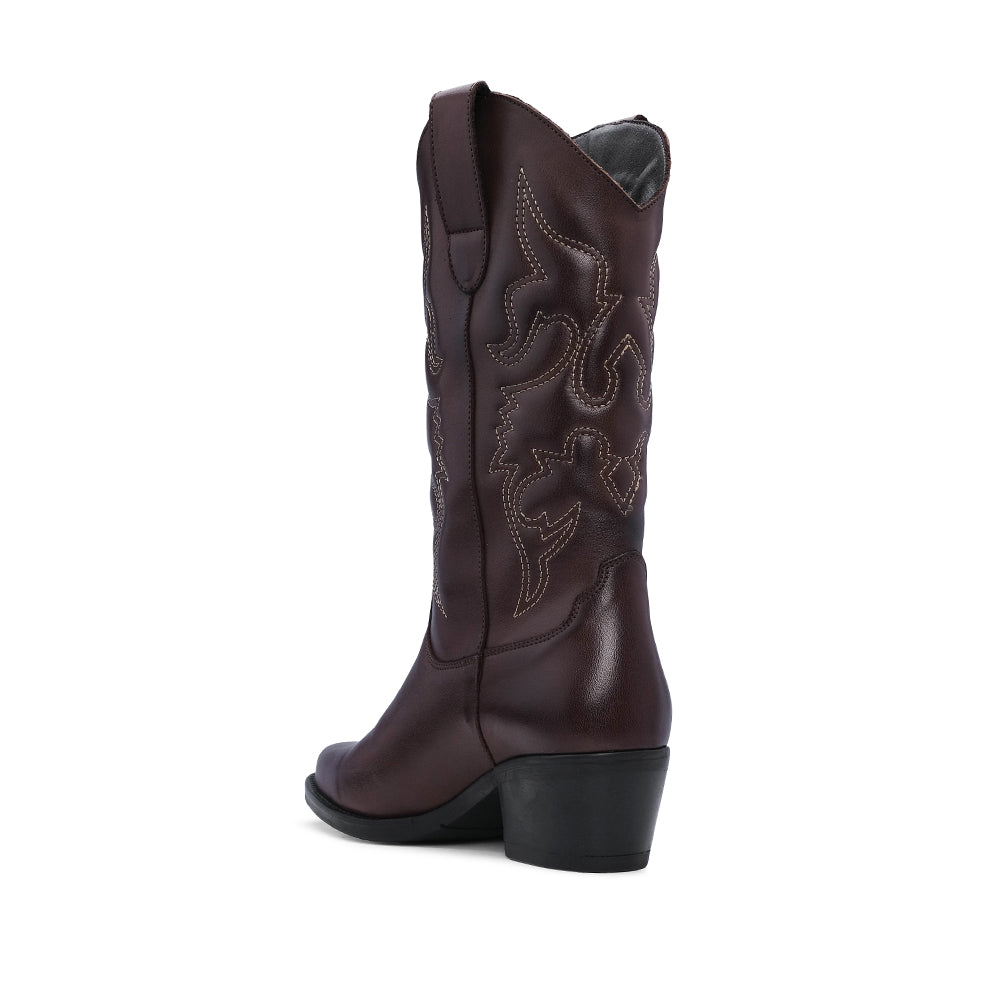 Bota Texana Mulher Pele Castanho