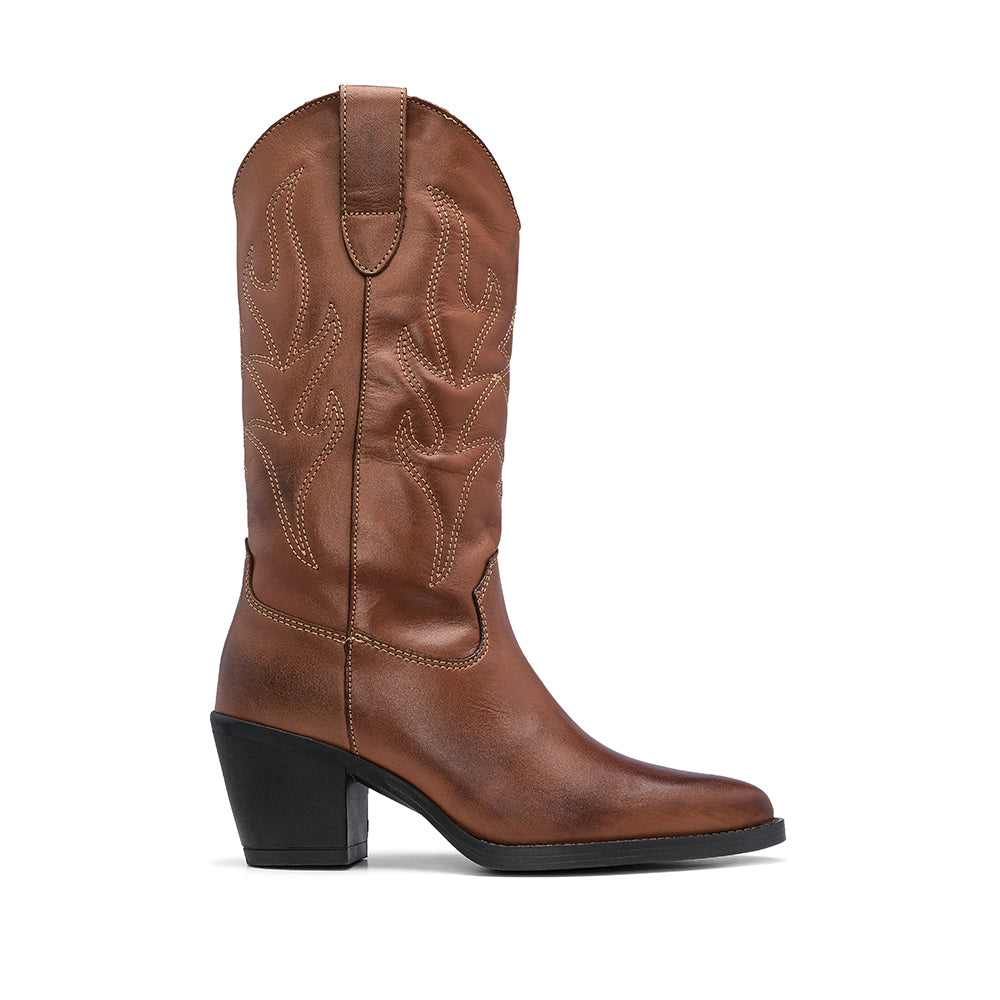 Bota Texana Mulher Pele Camel