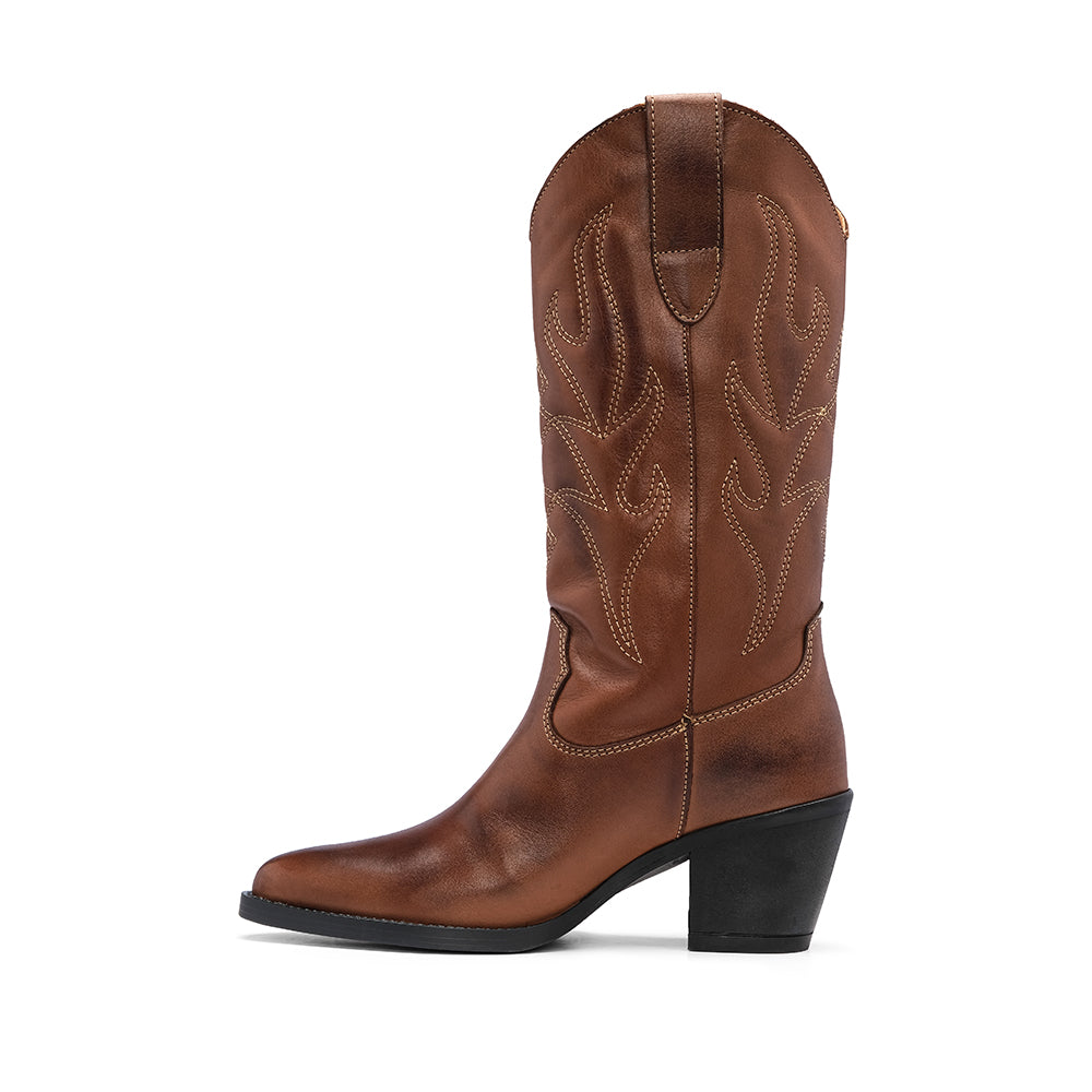 Bota Texana Mulher Pele Camel
