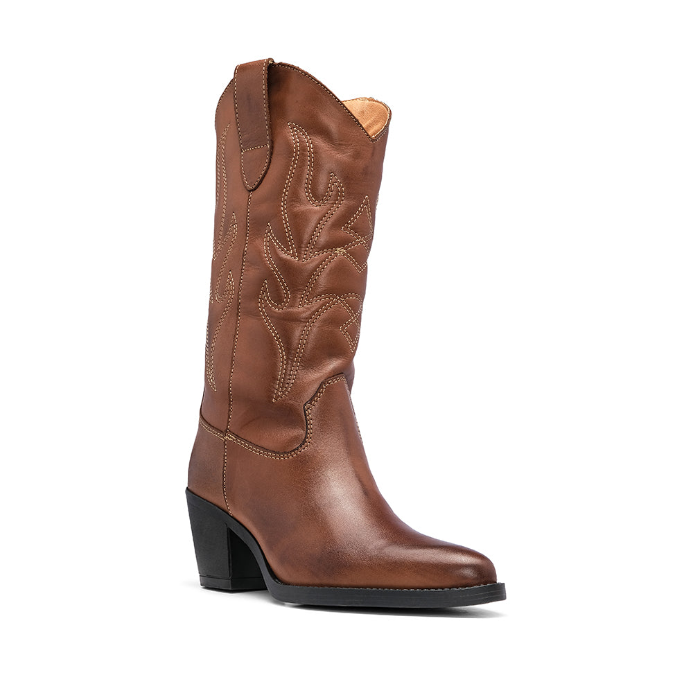 Bota Texana Mulher Pele Camel
