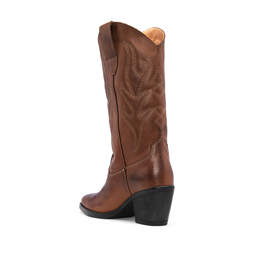 Bota Texana Mulher Pele Camel