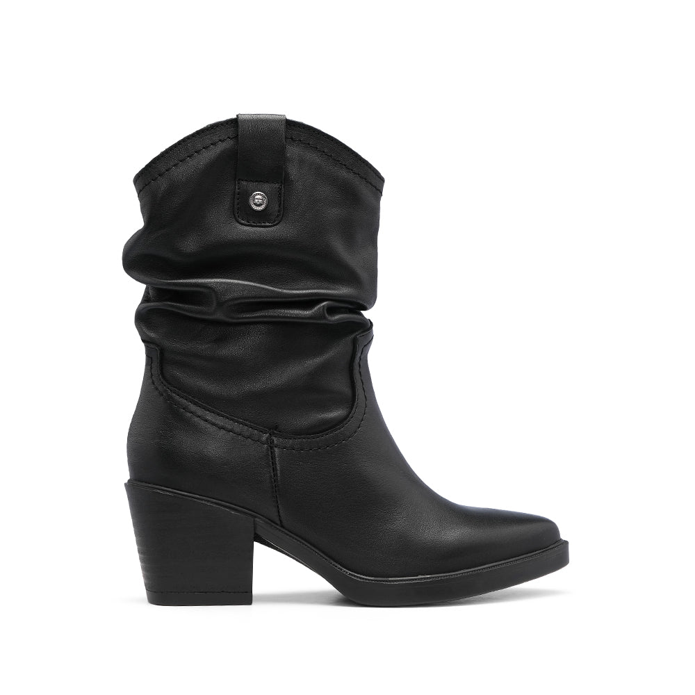 Bota Salto Médio Mulher Pele Preto