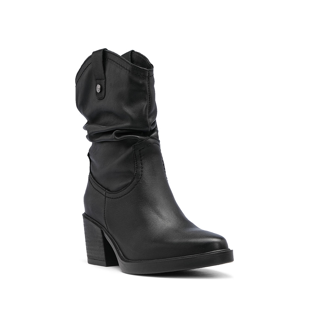 Bota Salto Médio Mulher Pele Preto